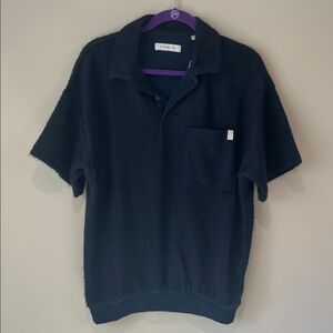 Men’s Urban Outfitters Fuzzy Black Polo Shirt